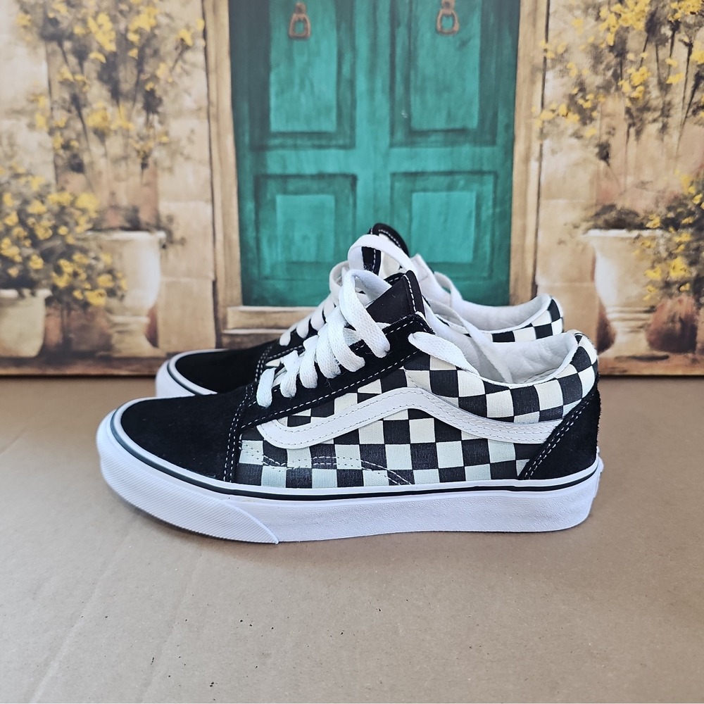 Vans Old Skool Primary Check Men's 6 Women's Size 7.5 Black White VN0A38G1P0S